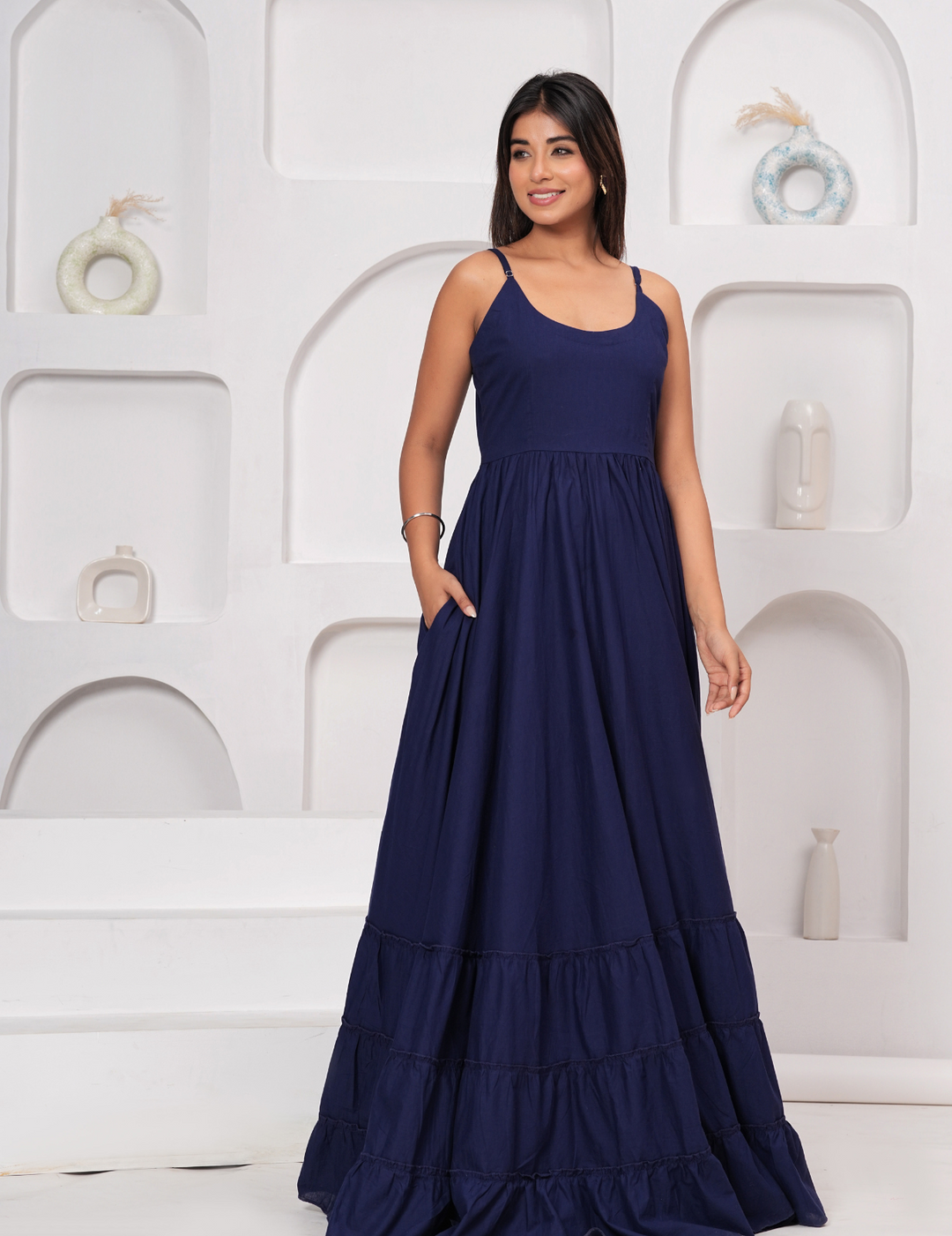 Navy Blue Flowing Maxi Dress