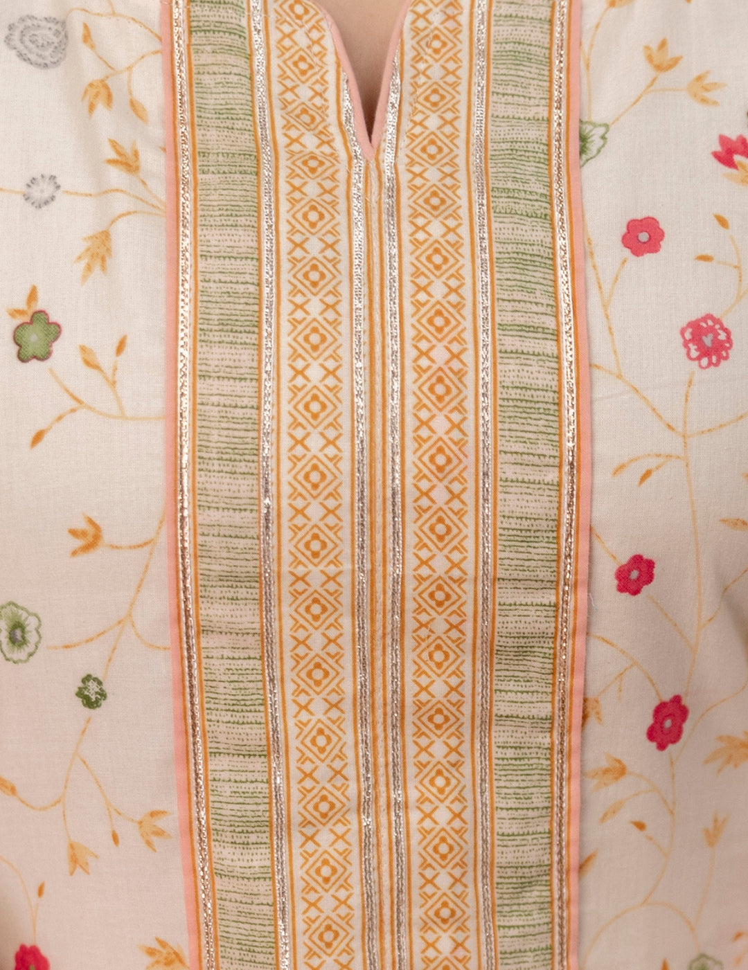 Ivory Floral Cotton Suit Set