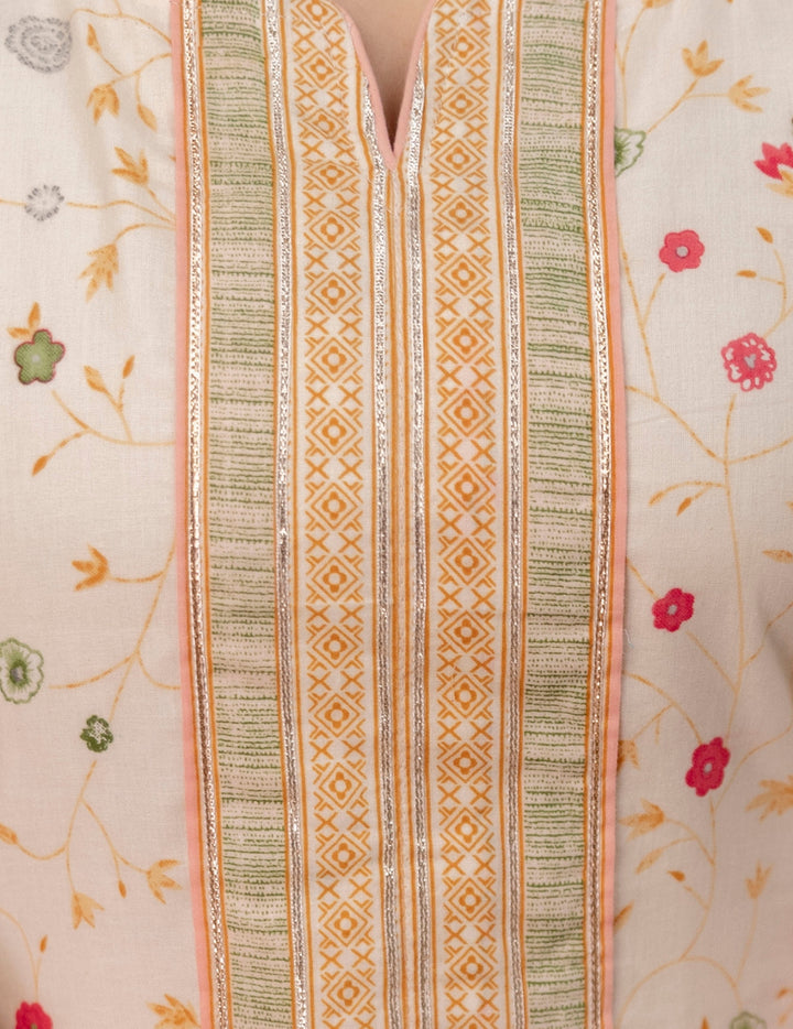 Ivory Floral Cotton Suit Set