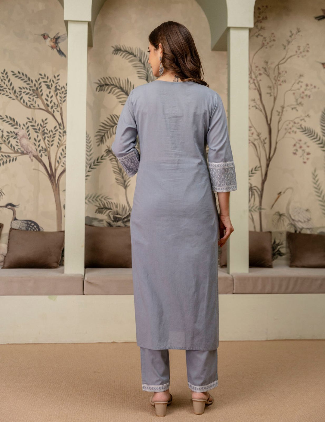 Slate Grey Pure Cotton Suit Set