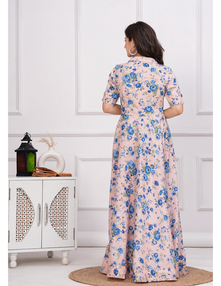 Twirl-Worthy Floral Fantasy Cotton Maxi Dress