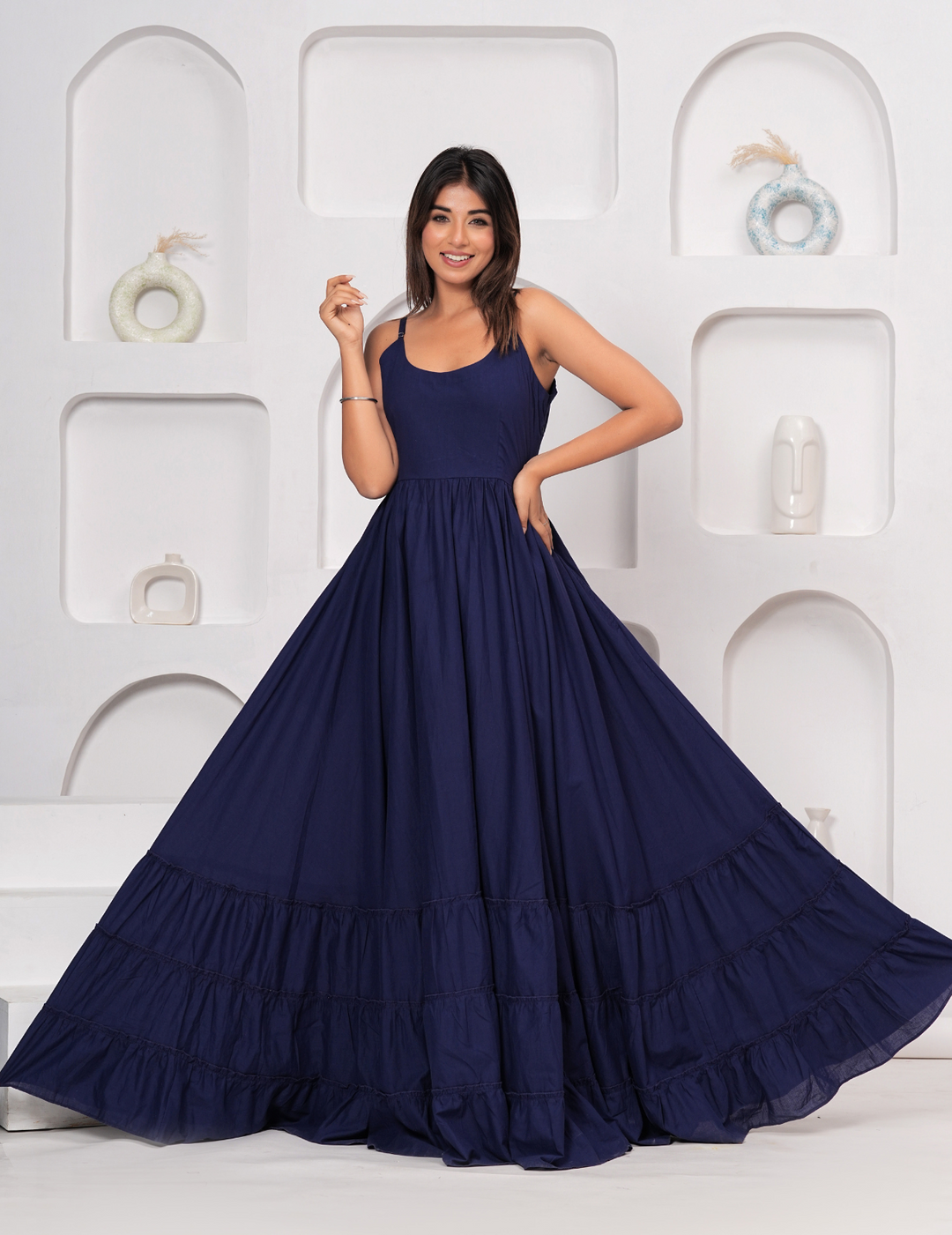 Navy Blue Flowing Maxi Dress