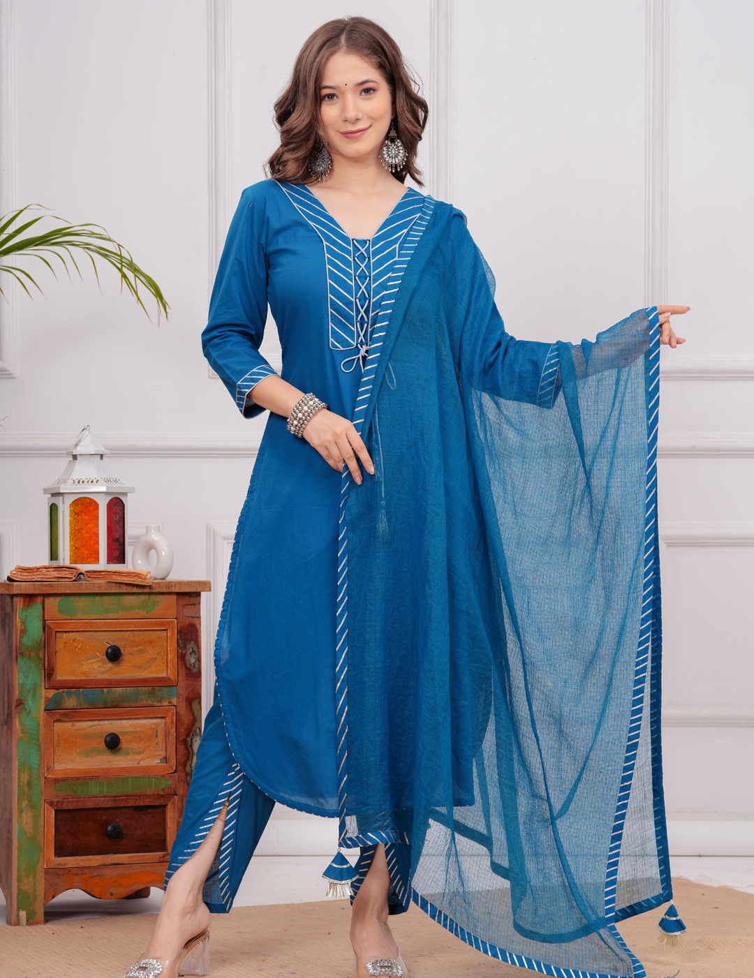 Graceful Blue Embroidered Kurta Set with Dupatta