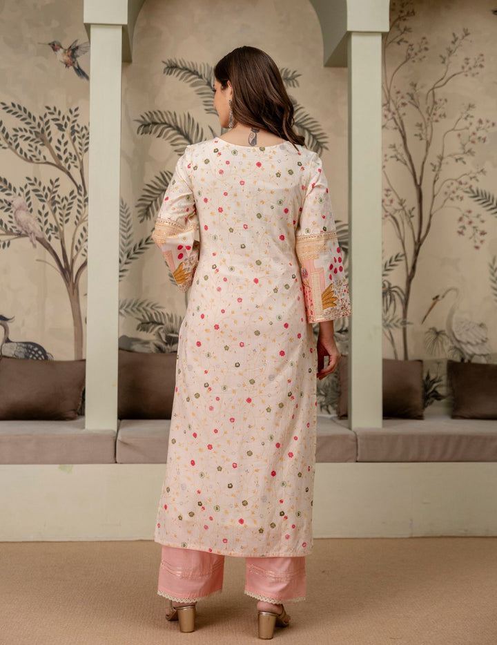Ivory Floral Cotton Suit Set