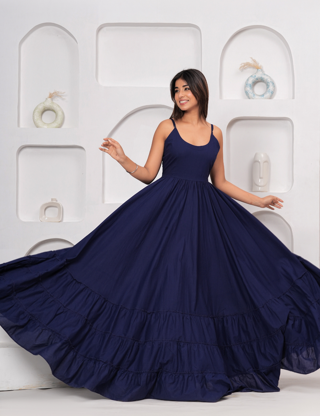 Navy Blue Flowing Maxi Dress