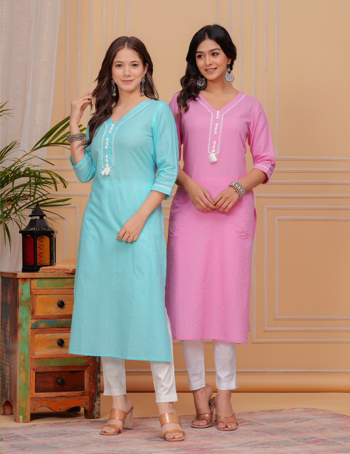 Elegant Pastel Cotton Kurtas