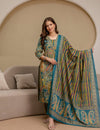 Teal Blue Paisley Cotton Suit Set