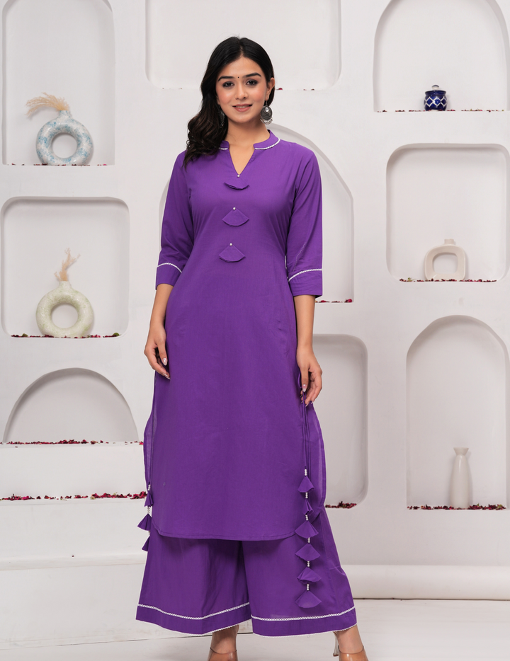 Purple Elegance Kurta and Plazo Set