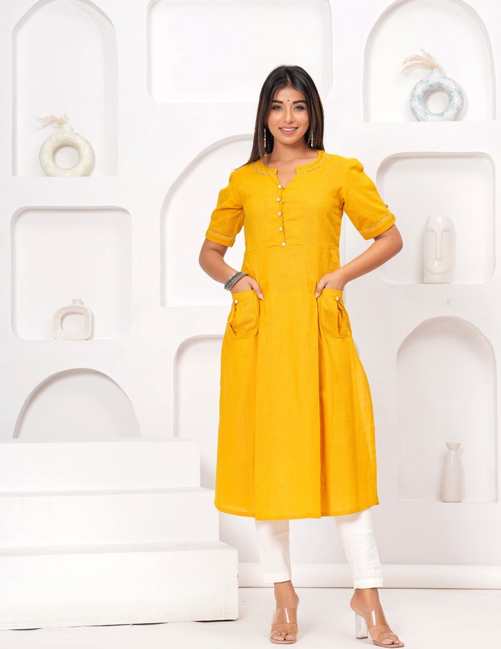 Sunshine Yellow Button-Down Kurta