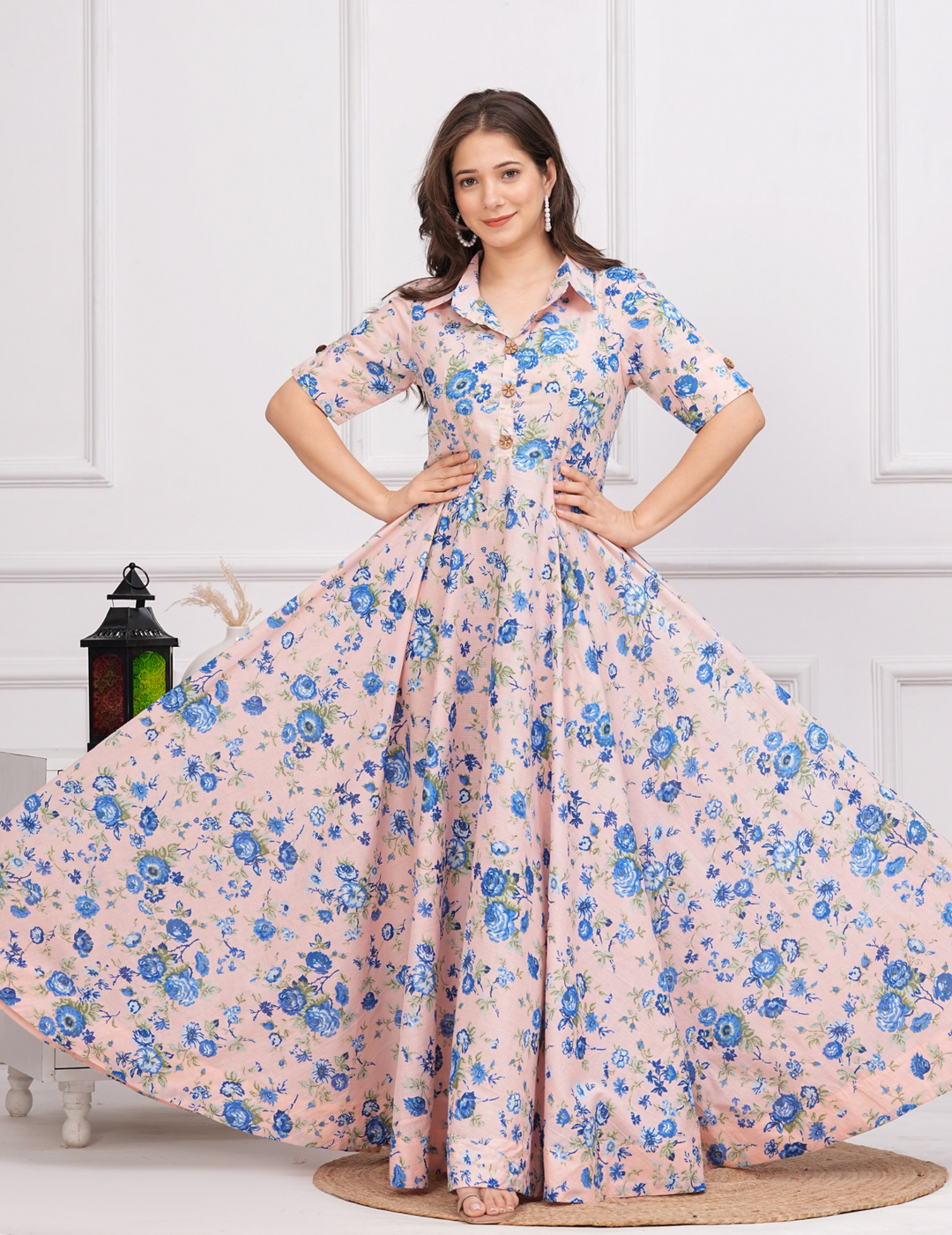 Twirl-Worthy Floral Fantasy Cotton Maxi Dress