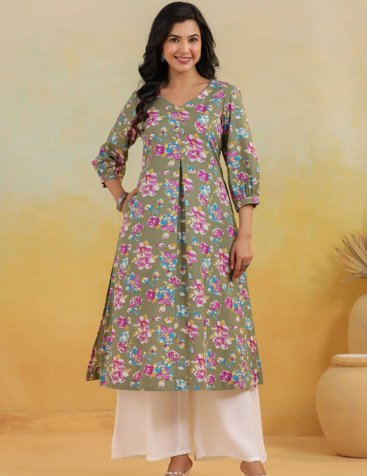 Mehak A-Line Cotton Flax Kurta