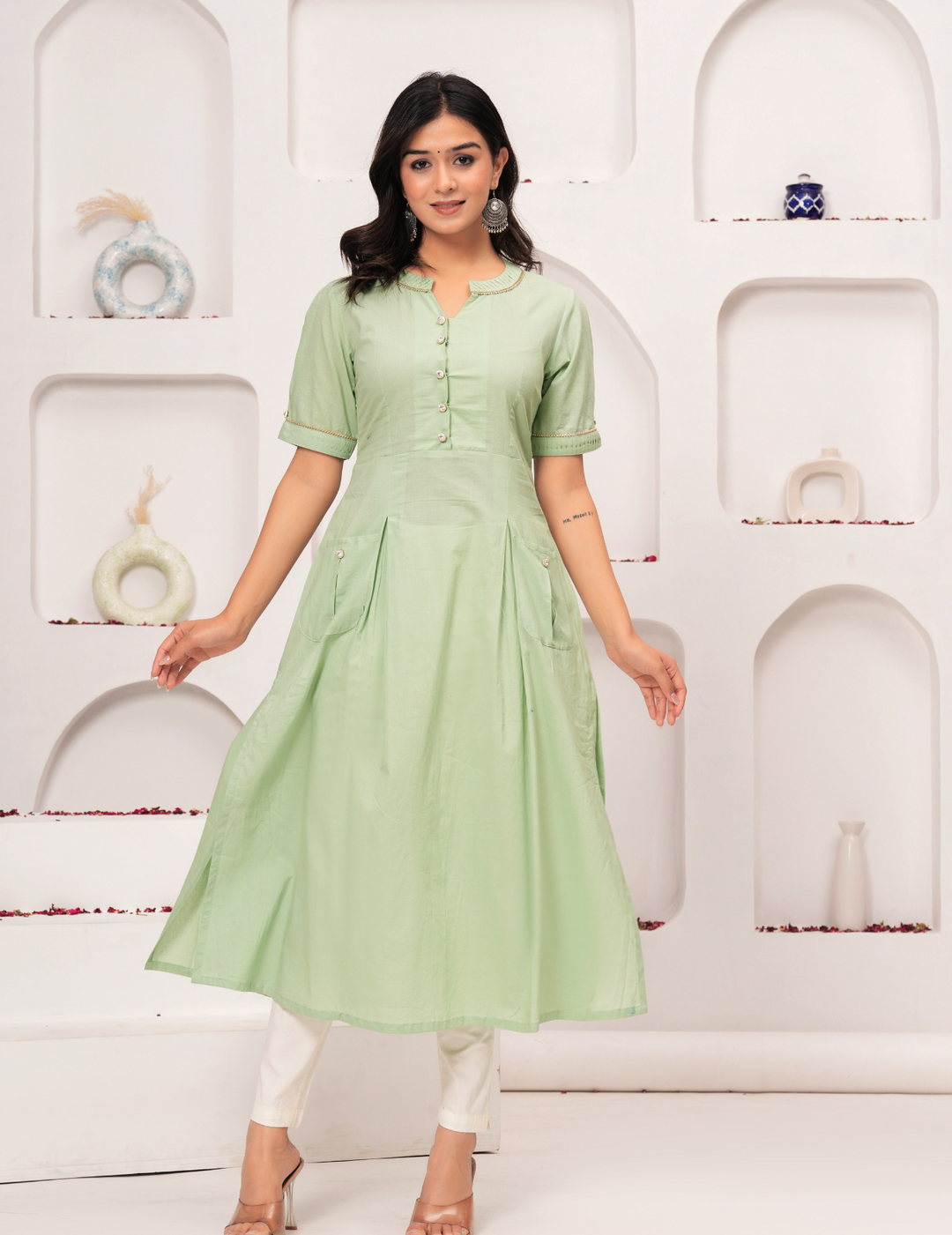 Mint Green Button-Down Kurta