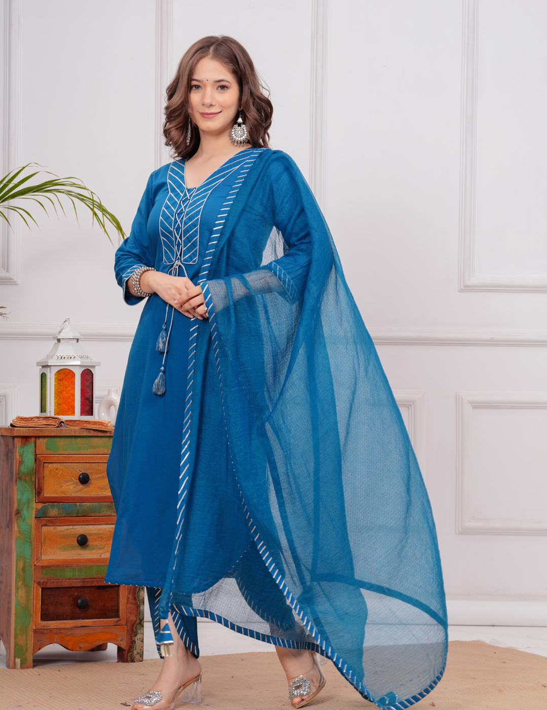 Graceful Blue Embroidered Kurta Set with Dupatta