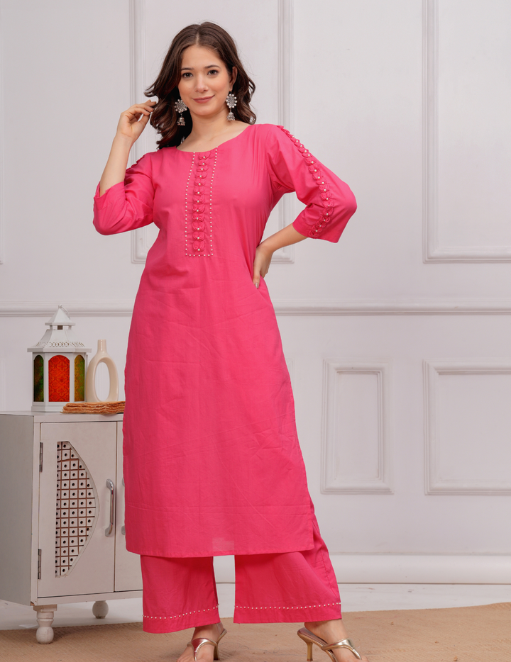 Chic Pink Kurta with Palazzo