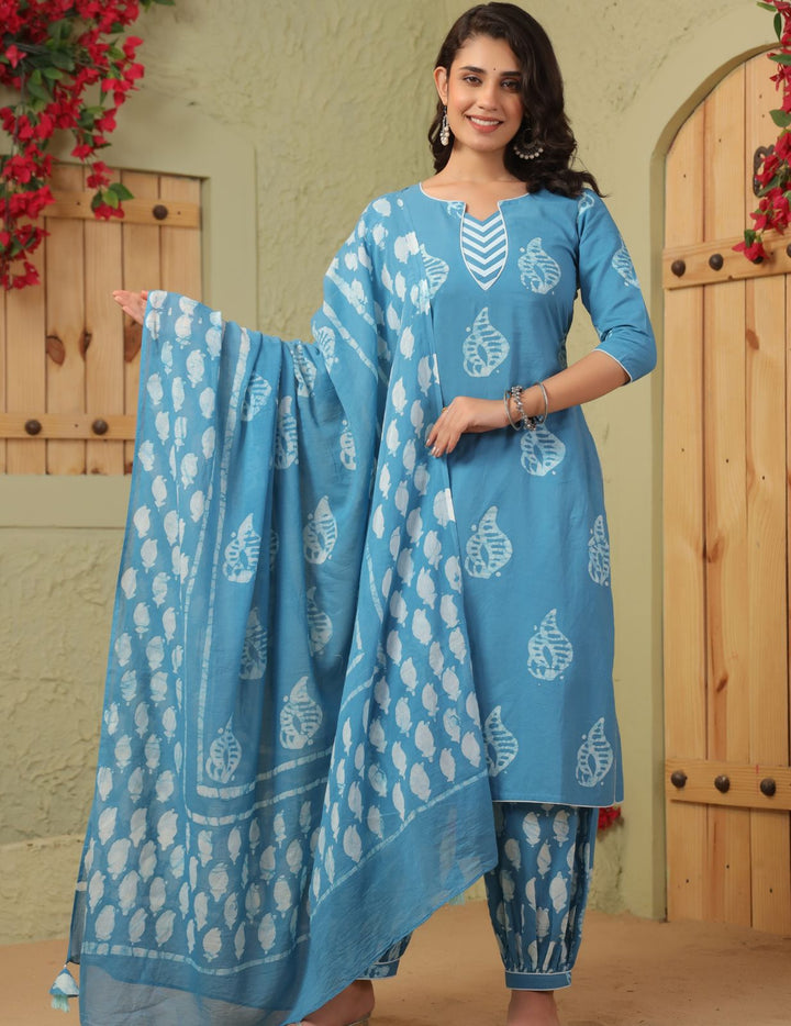 Neelkriti Handblock Suit Set
