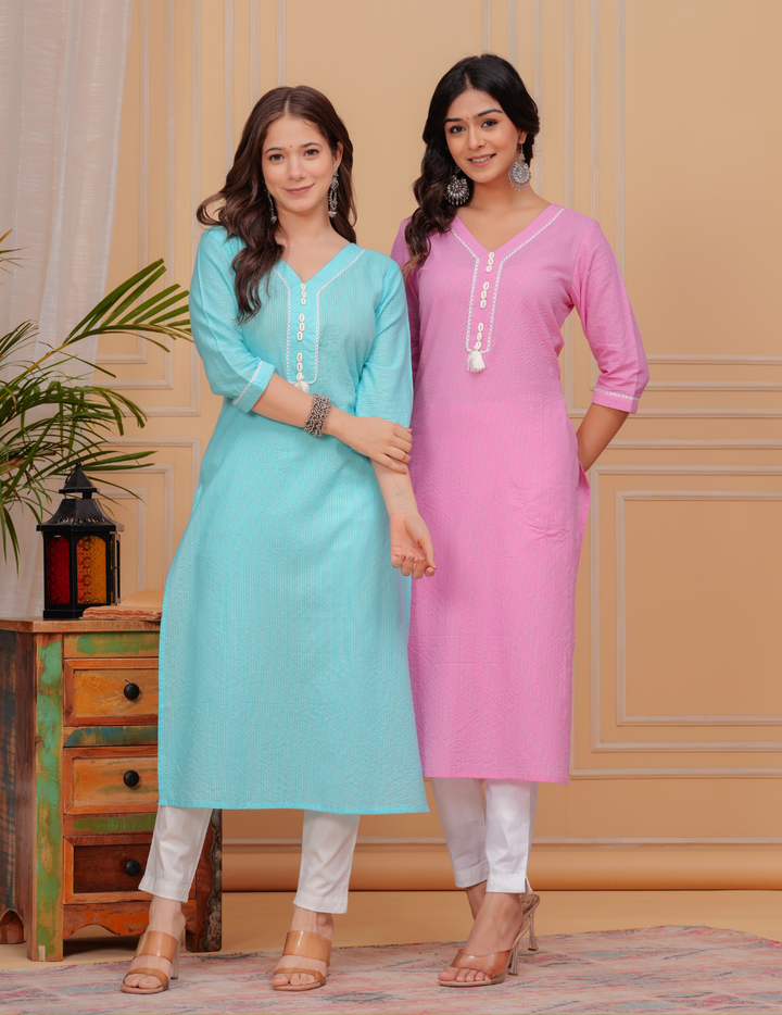 Elegant Pastel Cotton Kurtas