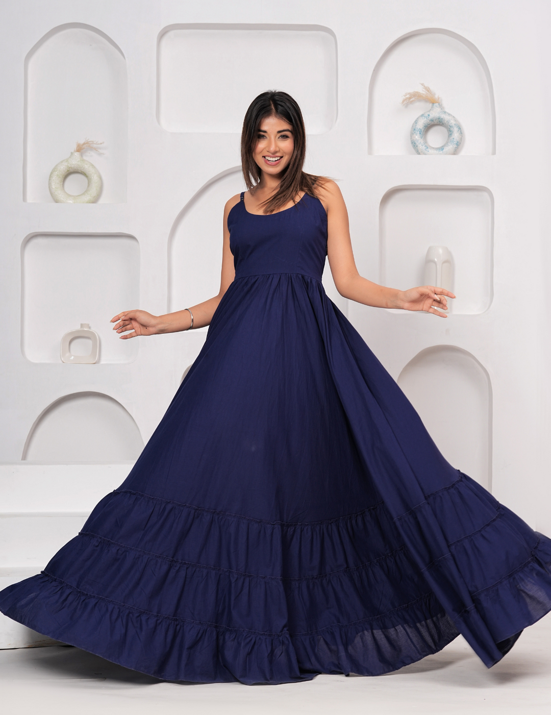 Navy Blue Flowing Maxi Dress