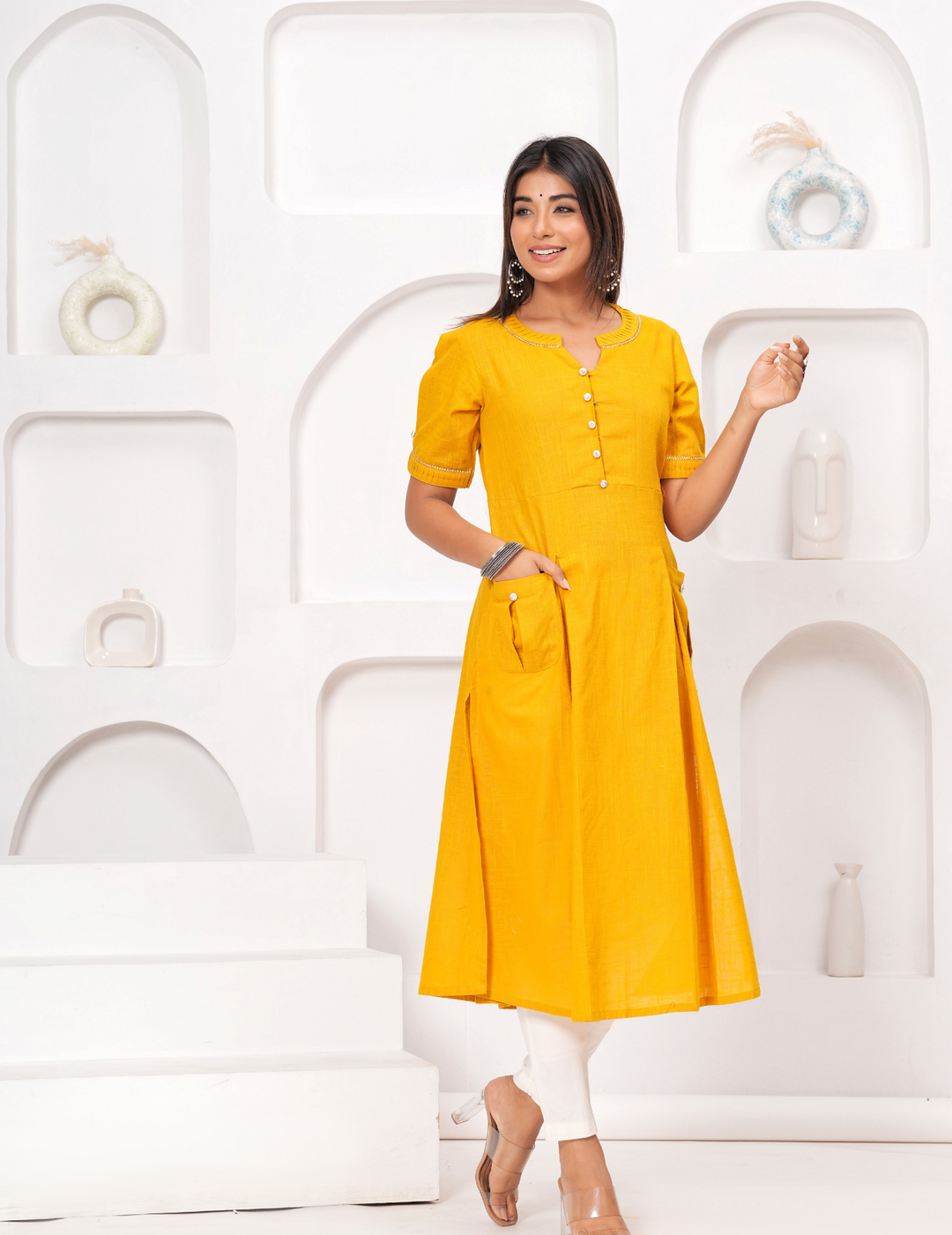 Sunshine Yellow Button-Down Kurta