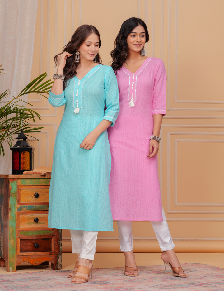 Elegant Pastel Cotton Kurtas