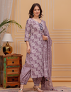 Delicate Lilac Floral Cotton Kurta Set