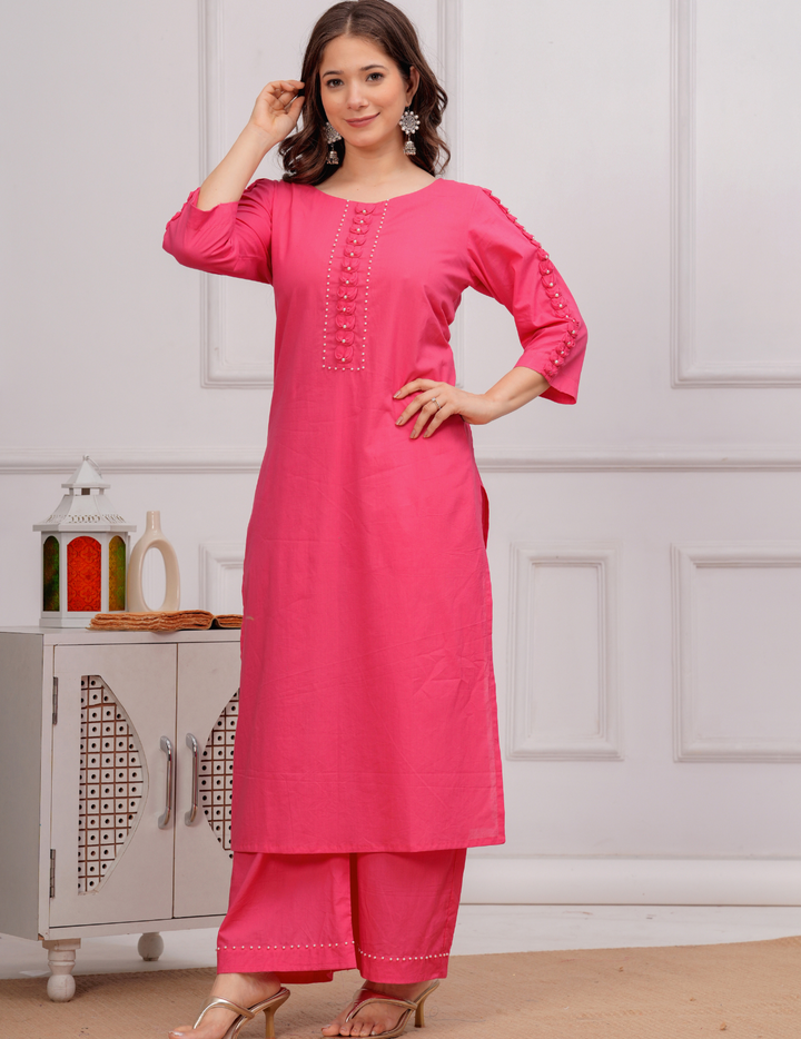 Chic Pink Kurta with Palazzo