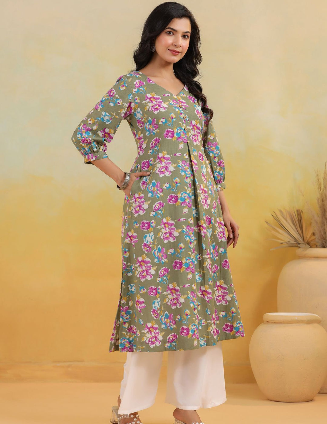Mehak A-Line Cotton Flax Kurta