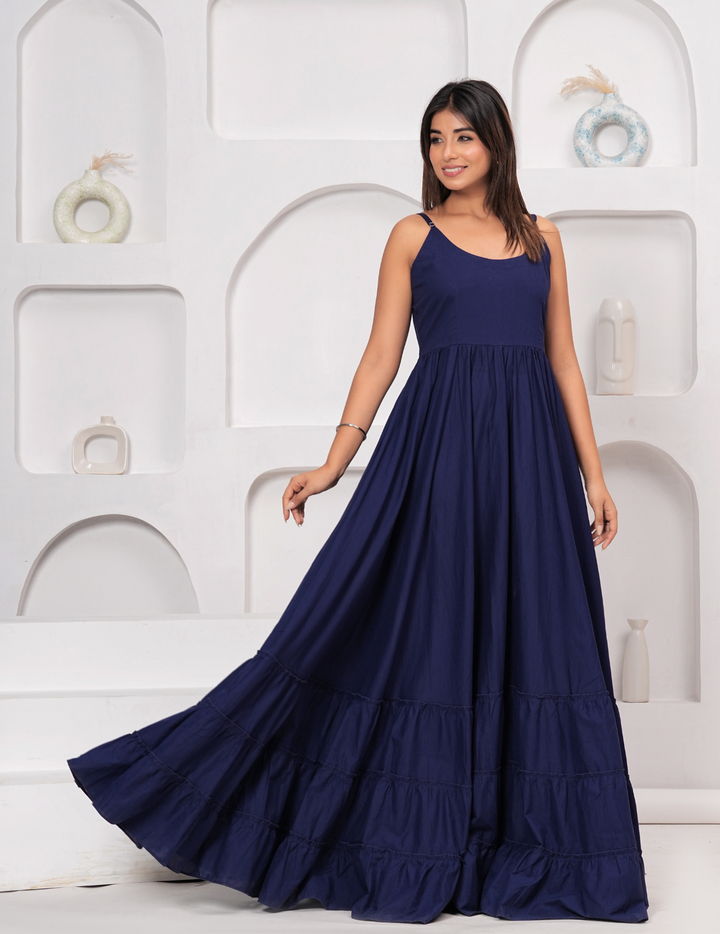 Navy Blue Flowing Maxi Dress