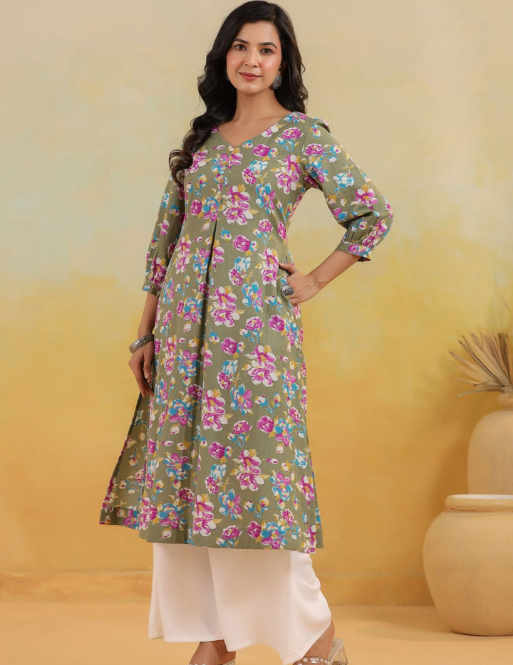 Mehak A-Line Cotton Flax Kurta