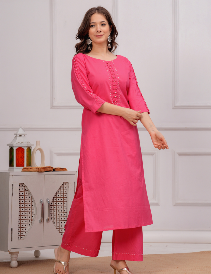 Chic Pink Kurta with Palazzo