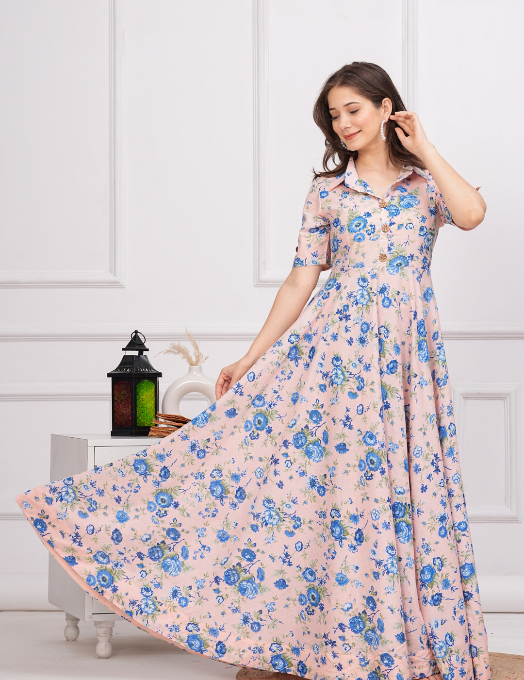 Twirl-Worthy Floral Fantasy Cotton Maxi Dress