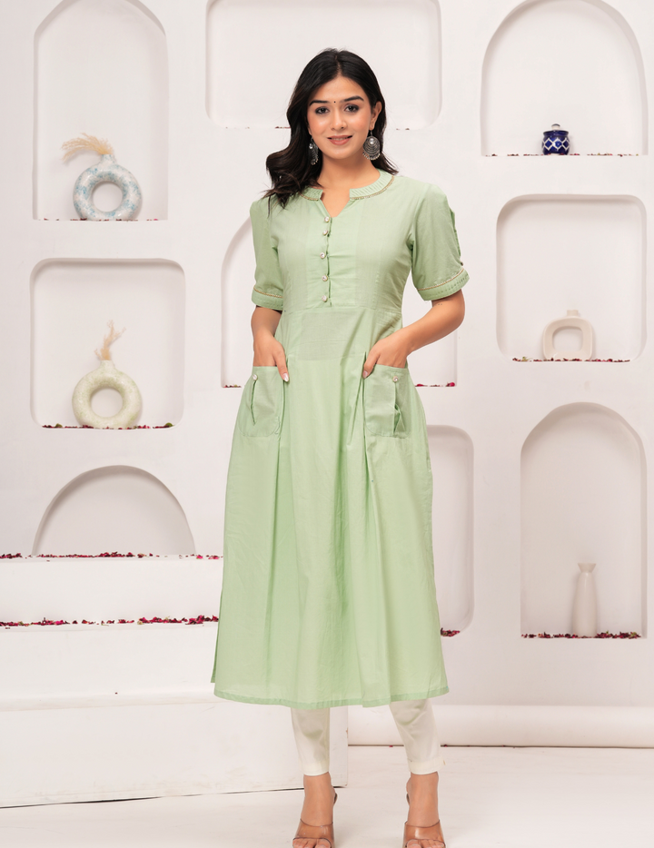 Mint Green Button-Down Kurta