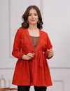 Peplum Top with Front Tie-Up and Printed Inner