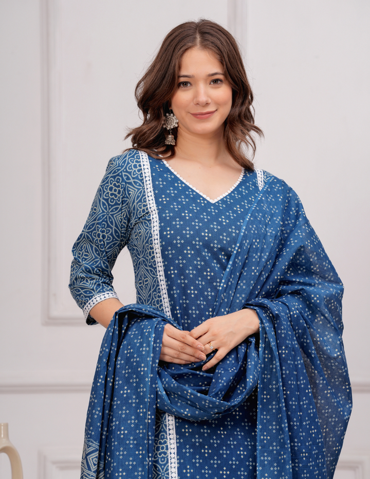 Elegant Blue Cotton Kurta Set