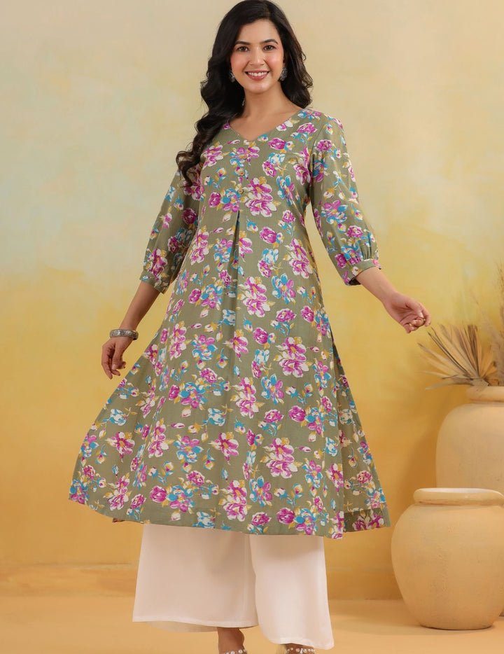 Mehak A-Line Cotton Flax Kurta