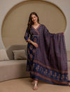 Navy Blue Ajrakh Print Cotton Suit Set