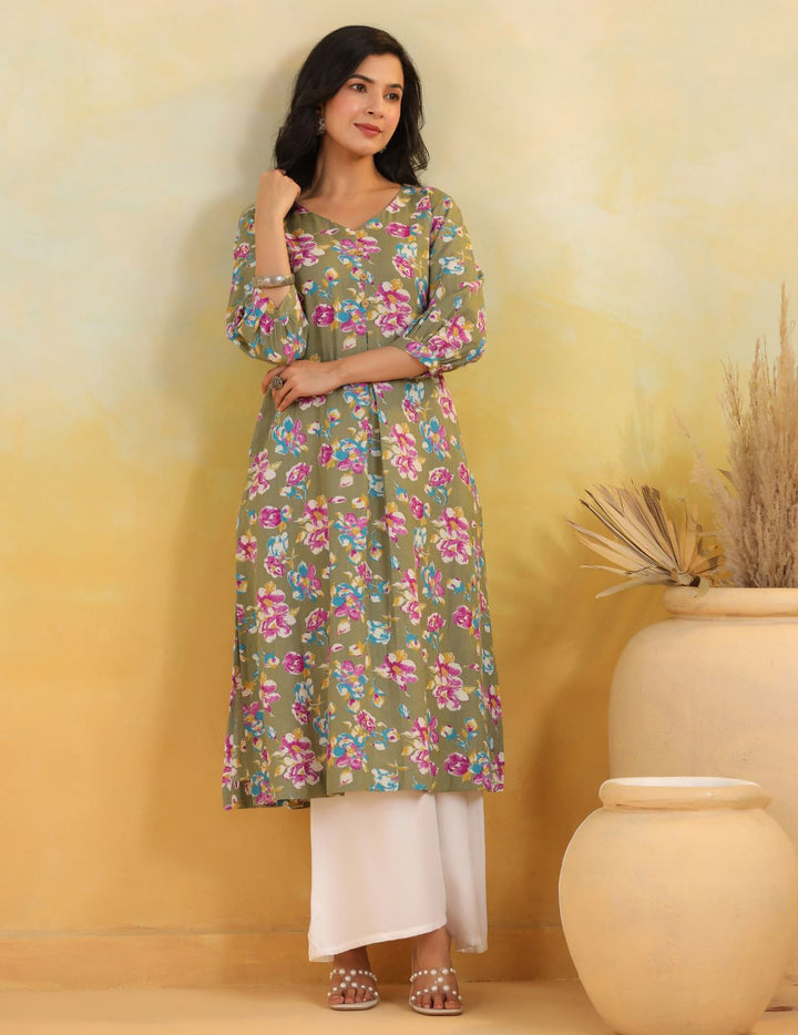 Mehak A-Line Cotton Flax Kurta