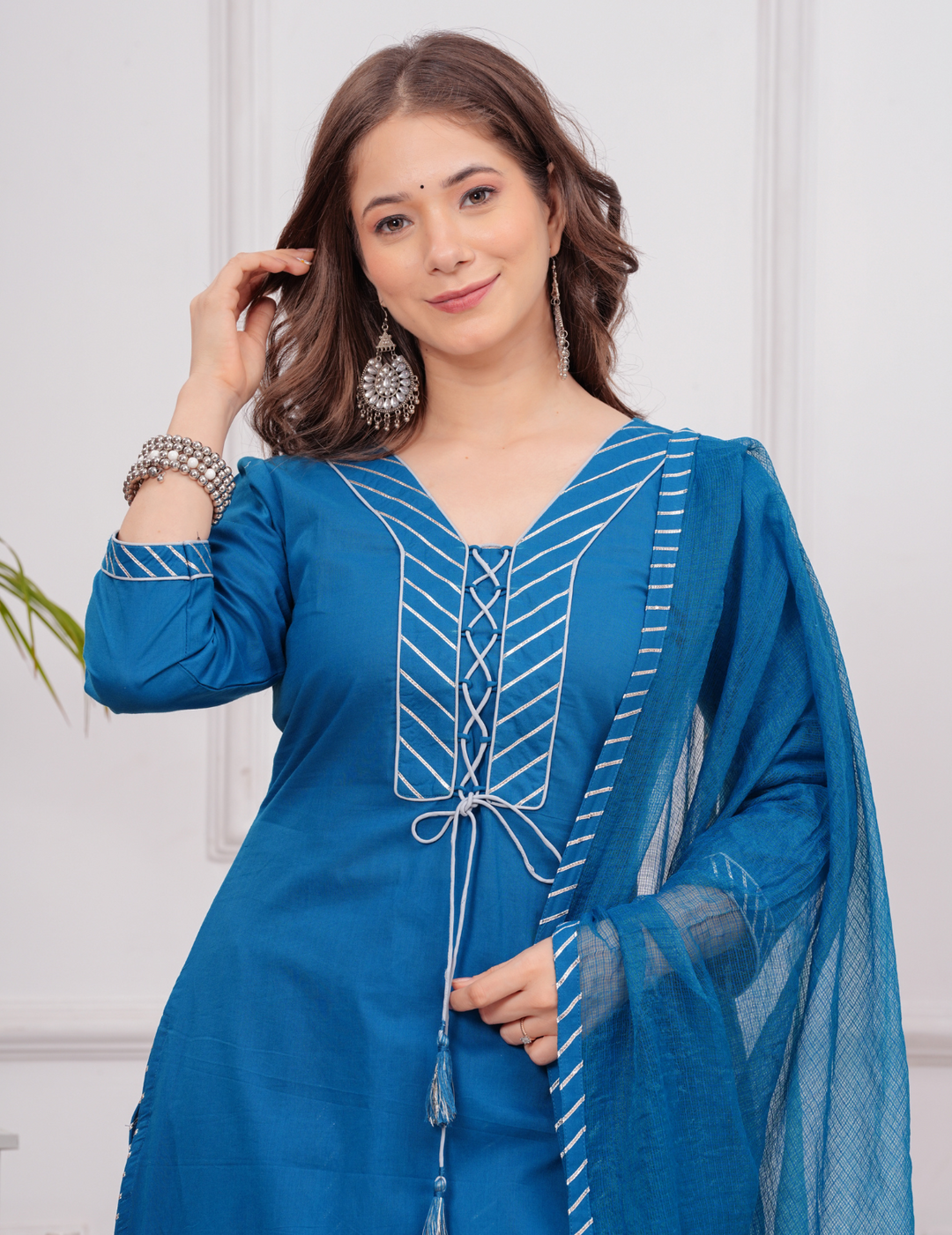 Graceful Blue Embroidered Kurta Set with Dupatta