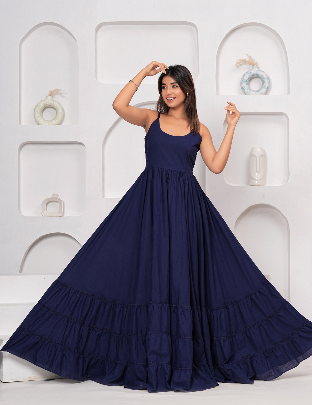 Navy Blue Flowing Maxi Dress