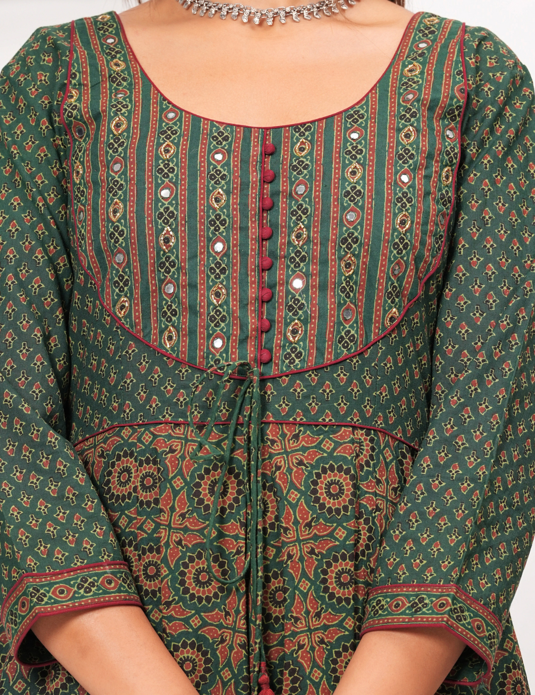 Elegant Green Printed Anarkali Set