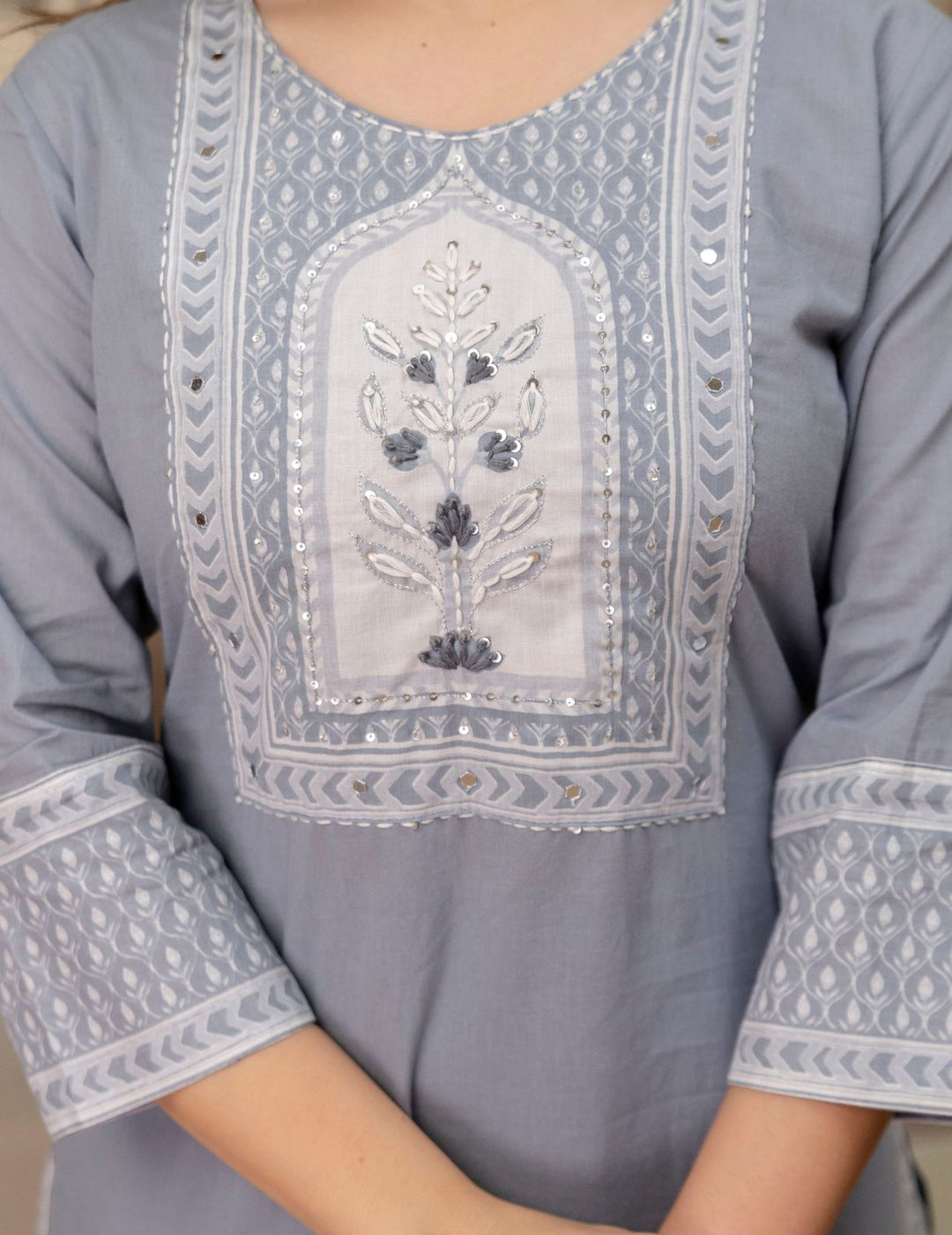Slate Grey Pure Cotton Suit Set