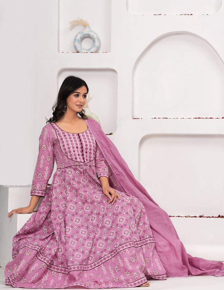 Orchid Pink Anarkali Set