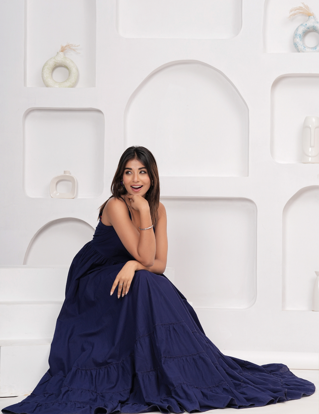 Navy Blue Flowing Maxi Dress