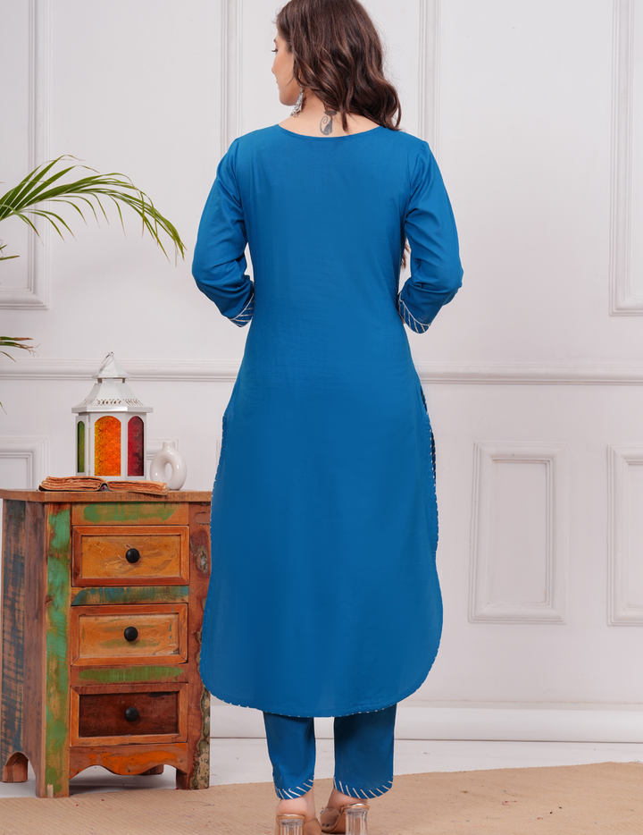 Graceful Blue Embroidered Kurta Set with Dupatta