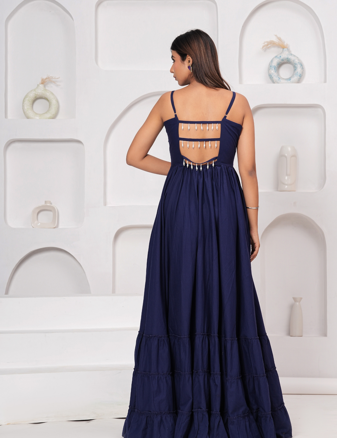 Navy Blue Flowing Maxi Dress