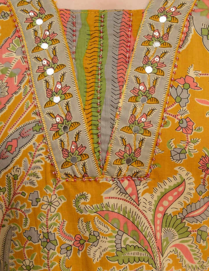 Mustard Yellow Paisley Cotton Suit Set