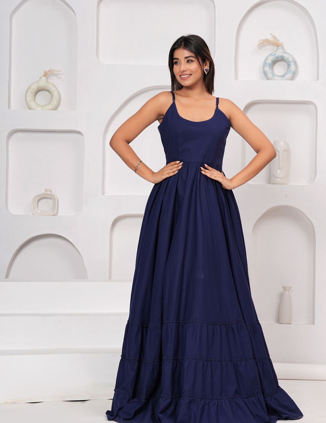 Navy Blue Flowing Maxi Dress