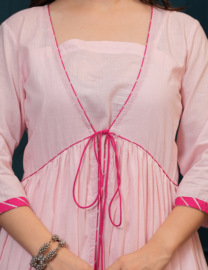 Blush Pink Flared Cotton Dress