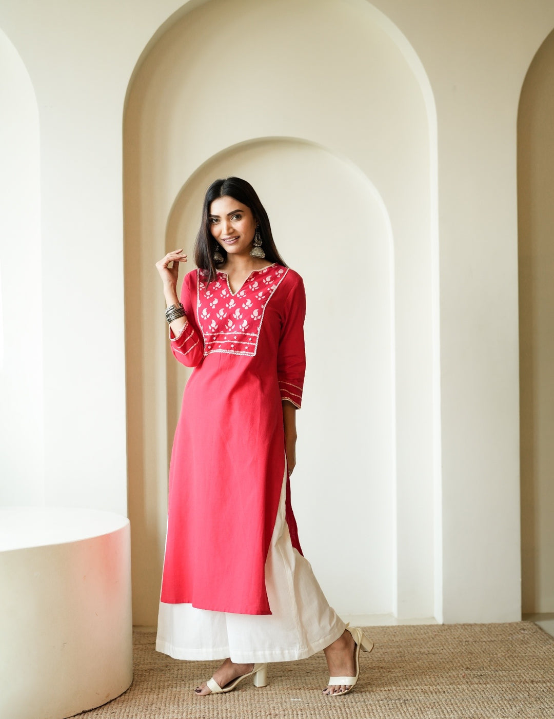 Red Cotton Flex Kurta