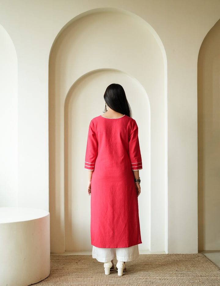 Red Cotton Flex Kurta