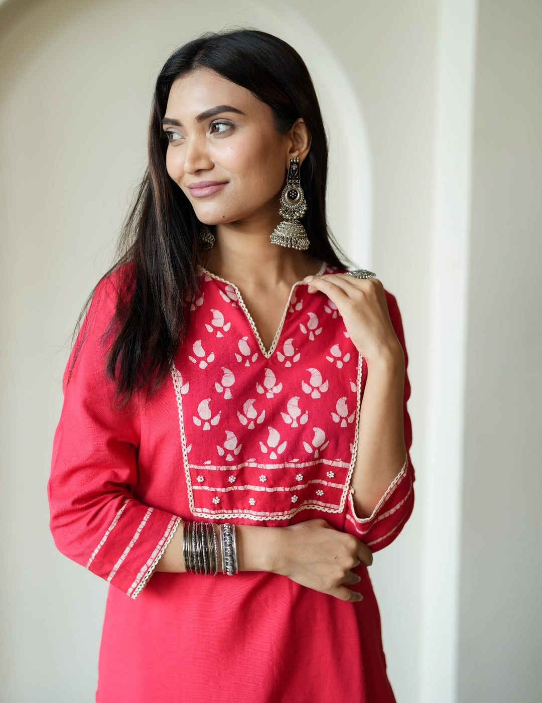 Red Cotton Flex Kurta